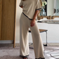 🚛COMPRE 2 ENVÍO GRATIS--🥰Top de manga corta con cuello redondo y pantalones que empalman traje de dos piezas