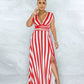Maxivestido sexy de rayas y cintura alta