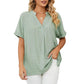 Camisa informal suelta de color liso para mujer