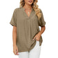 Camisa informal suelta de color liso para mujer