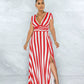 Maxivestido sexy de rayas y cintura alta