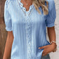 Cuello en V Encaje Liso Camisa Elegante - Compre 3 envío gratis