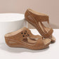 Cómodas sandalias de moda con tacón de cuña peep-toe de corrección