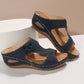 Cómodas sandalias de moda con tacón de cuña peep-toe de corrección