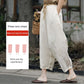 Pantalones casual vintage de algodón y lino con cintura elástica para mujer
