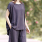 Conjunto de pantalones casuales de pierna ancha de color liso
