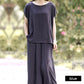 Conjunto de pantalones casuales de pierna ancha de color liso