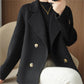 😍Nuevo Estilo: abrigo corto suelto de tweed con cuello blazer