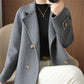 😍Nuevo Estilo: abrigo corto suelto de tweed con cuello blazer