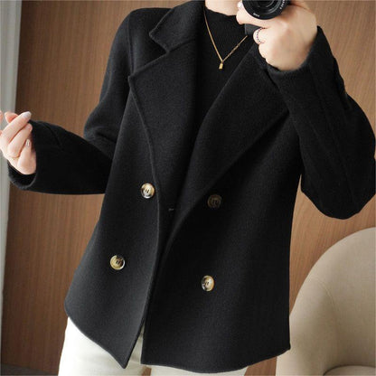 😍Nuevo Estilo: abrigo corto suelto de tweed con cuello blazer