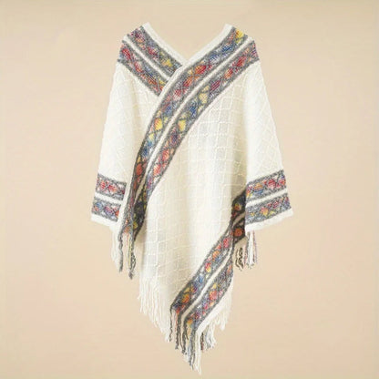 Chal retro con borlas para mujer