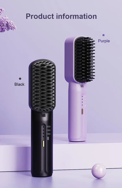 Los iones negativos no dañan el cabello-Mini peine alisador portátil sin cable