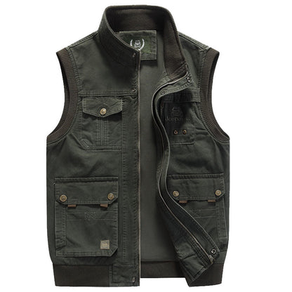 Chaleco vintage con múltiples bolsillos para hombre