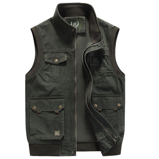 Chaleco vintage con múltiples bolsillos para hombre