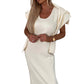 Regalo ideal -Conjunto de vestido de largo medio y jersey de cuello redondo