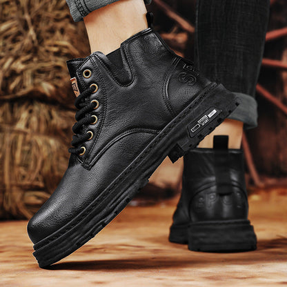 🎁✨Regalo ideal: botas vintage con cordones de cuero PU para hombre