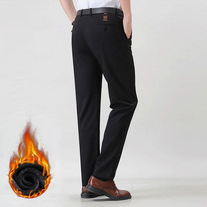 🎁🎁 ¡Gran regalo para él! Pantalones de traje elásticos y forrados de felpa para hombre
