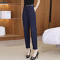 Pantalón casual drapeado de talle alto y corte ajustado para mujer