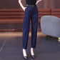 Pantalón casual drapeado de talle alto y corte ajustado para mujer