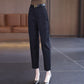 Pantalón casual drapeado de talle alto y corte ajustado para mujer
