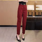 Pantalón casual drapeado de talle alto y corte ajustado para mujer