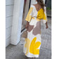 Vestido de mujer con cuello en V y cintura alta