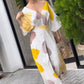 Vestido de mujer con cuello en V y cintura alta