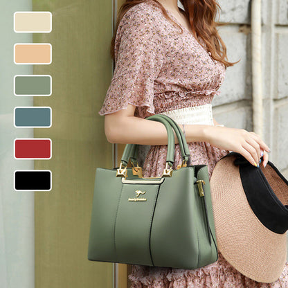 Bolso de mano de cuero de alta calidad en un solo color para mujer