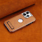 Funda para teléfono con soporte invisible, bisel galvanizado y protector de piel-For iphone